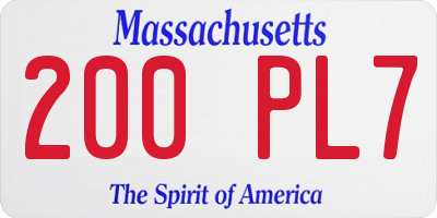 MA license plate 200PL7