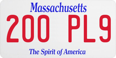 MA license plate 200PL9