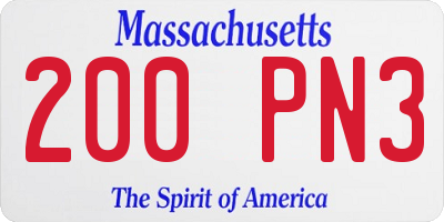 MA license plate 200PN3