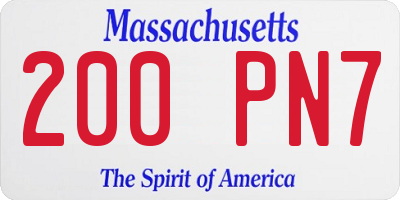 MA license plate 200PN7