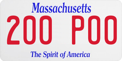 MA license plate 200PO0