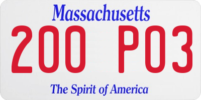 MA license plate 200PO3