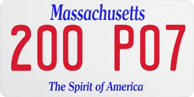 MA license plate 200PO7