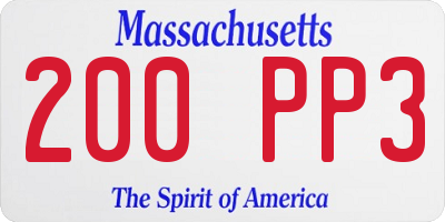 MA license plate 200PP3