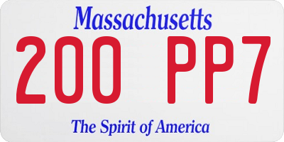 MA license plate 200PP7