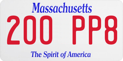 MA license plate 200PP8