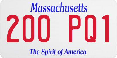 MA license plate 200PQ1