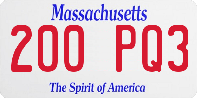 MA license plate 200PQ3