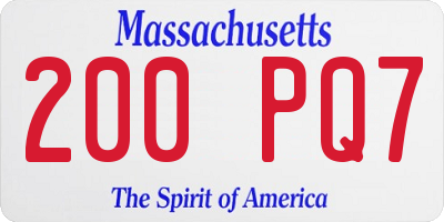 MA license plate 200PQ7
