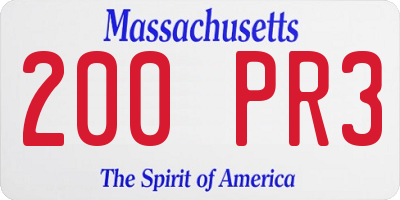 MA license plate 200PR3