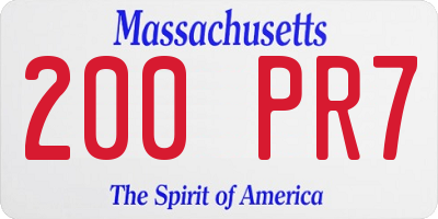 MA license plate 200PR7