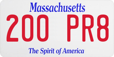 MA license plate 200PR8