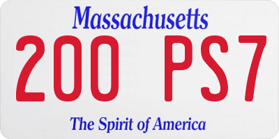 MA license plate 200PS7
