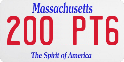 MA license plate 200PT6