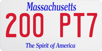 MA license plate 200PT7