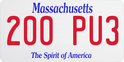 MA license plate 200PU3