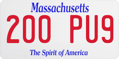 MA license plate 200PU9