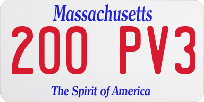 MA license plate 200PV3