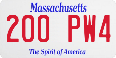 MA license plate 200PW4