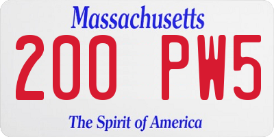 MA license plate 200PW5