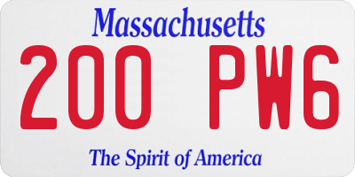 MA license plate 200PW6