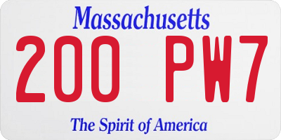 MA license plate 200PW7