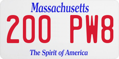 MA license plate 200PW8