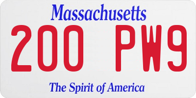 MA license plate 200PW9