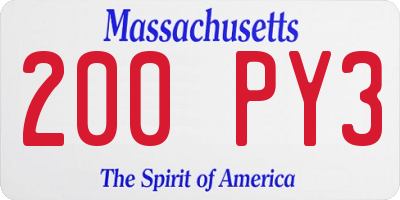 MA license plate 200PY3