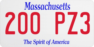 MA license plate 200PZ3