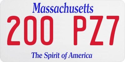 MA license plate 200PZ7