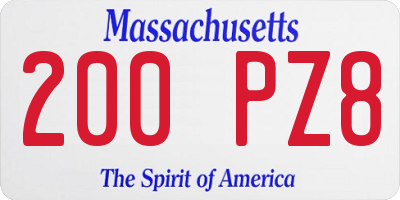 MA license plate 200PZ8