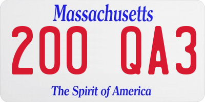 MA license plate 200QA3