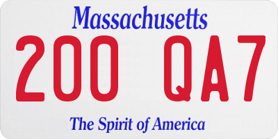 MA license plate 200QA7