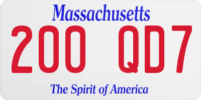 MA license plate 200QD7