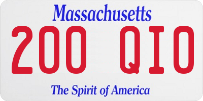 MA license plate 200QI0
