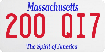 MA license plate 200QI7
