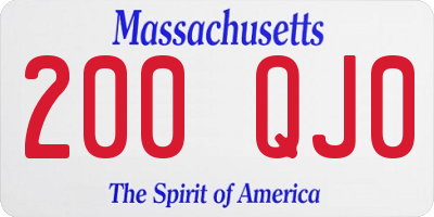MA license plate 200QJ0