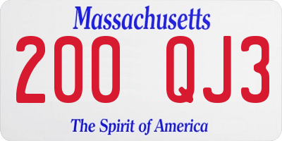 MA license plate 200QJ3
