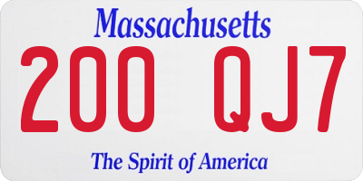 MA license plate 200QJ7