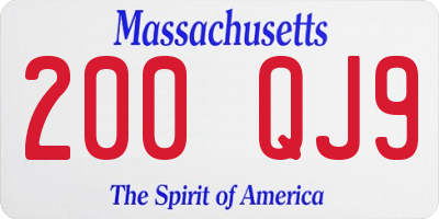 MA license plate 200QJ9