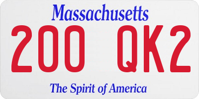 MA license plate 200QK2