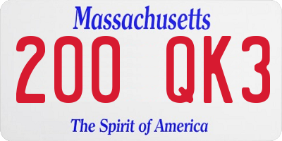 MA license plate 200QK3