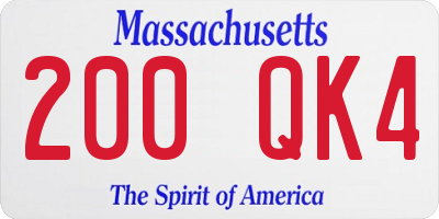 MA license plate 200QK4