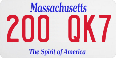 MA license plate 200QK7