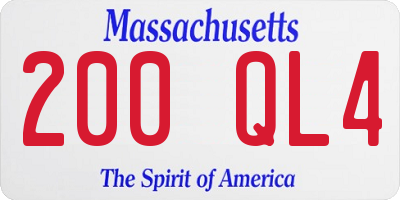 MA license plate 200QL4