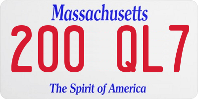 MA license plate 200QL7
