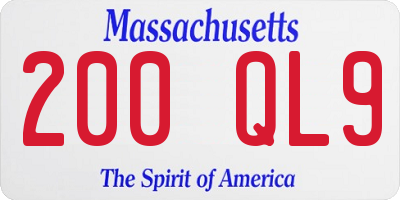 MA license plate 200QL9