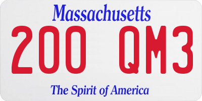 MA license plate 200QM3