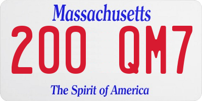 MA license plate 200QM7